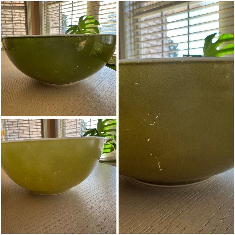 Pyrex verde avocado green 444 442 443 green 3 piece bowl set